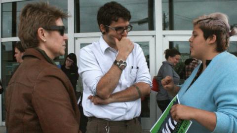 Marco Rossi mobilizing on the streets of Olympia